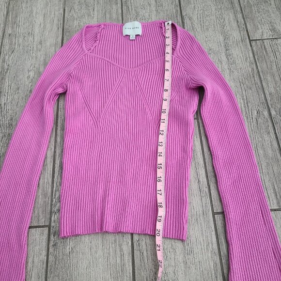 Women’s Ribbed Sweetheart Neck Long Sleeve Sweater Pink Rose Size Medium - Picture 6 of 10